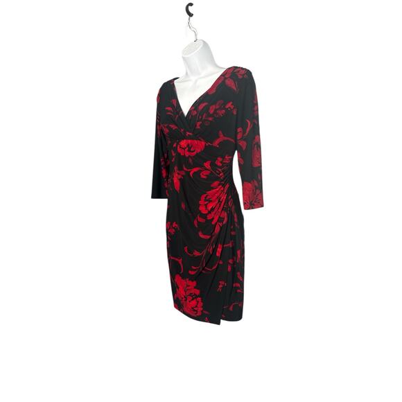 Ralph Lauren Black Red Floral Ruched 3/4 Sleeve Sheath
Dress 6P - Picture 2 of 6